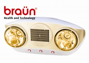 Đèn sưởi braun 2 bóng vàng có quạt sưởi Bu02PG