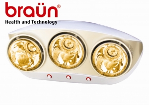 Đèn sưởi nhà tắm Braun 3 bóng vàng BU03G